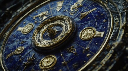 Fototapeta premium Ornate Celestial Clock Face Close-Up