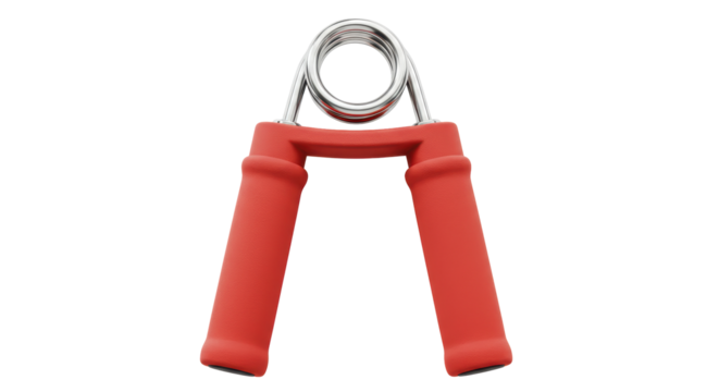 Isolated Red Hand Grip Strengthener with Spring