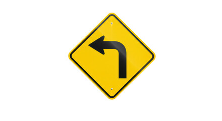 Isolated Yellow Turn Left Road Sign © Florin