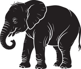Baby elephant silhouette vector silhouette art