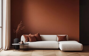 Modern minimalist living room with stylish furniture and decor