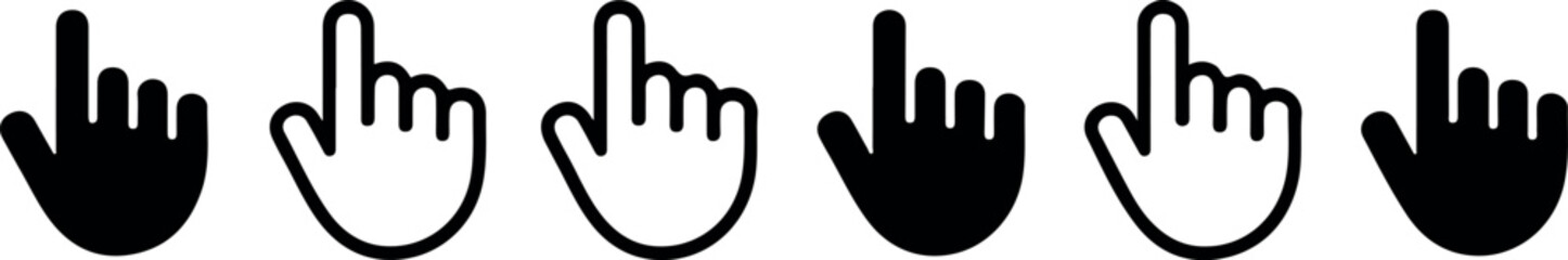An eye-catching design featuring a series of hand icons, illustrating the act of clicking or selecting.