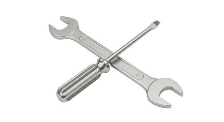 Isolated Screwdriver and Wrench Crossed
