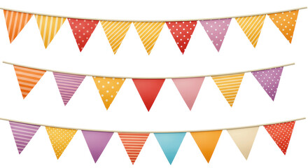 Isolated Festive Colorful Party Bunting Flags Garland
