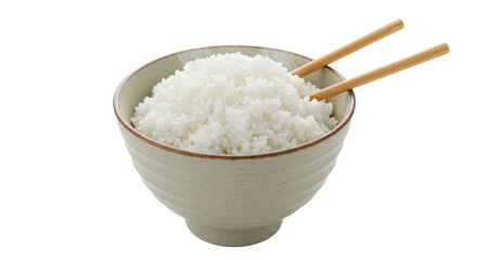 Isolated Bowl of White Rice with Chopsticks