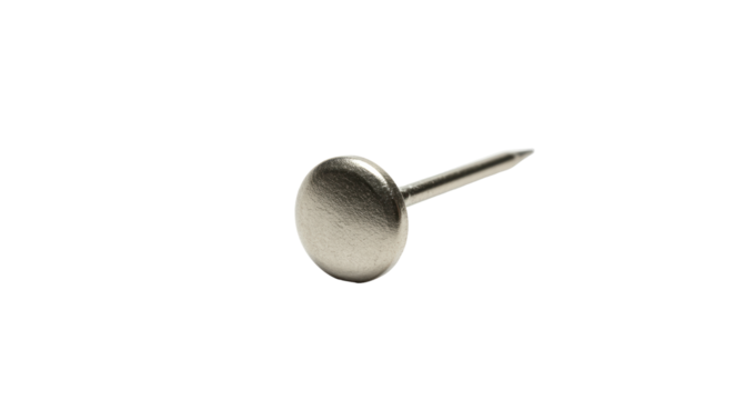 Isolated Silver Thumbtack Close-up