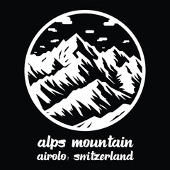 Circle Icon Alps Mountain. Vector illustration