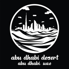 Circle Icon Abu Dhabi Desert.Vector illustration