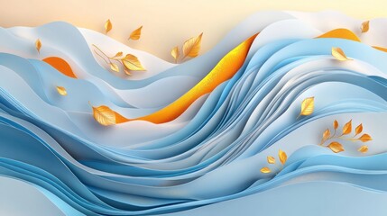 Naklejka premium Abstract Autumnal Waves in Pastel Colors