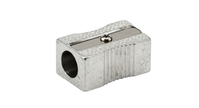 Isolated Metallic Pencil Sharpener Close-up