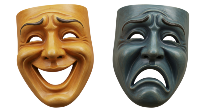 Isolated Theatrical Masks of Comedy and Tragedy