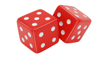Isolated Pair of Red Dice with White Dots