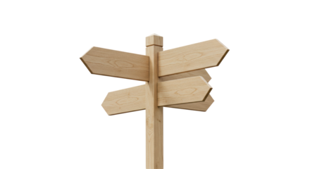 Isolated Wooden Sign Post with Multiple Blank Arrows