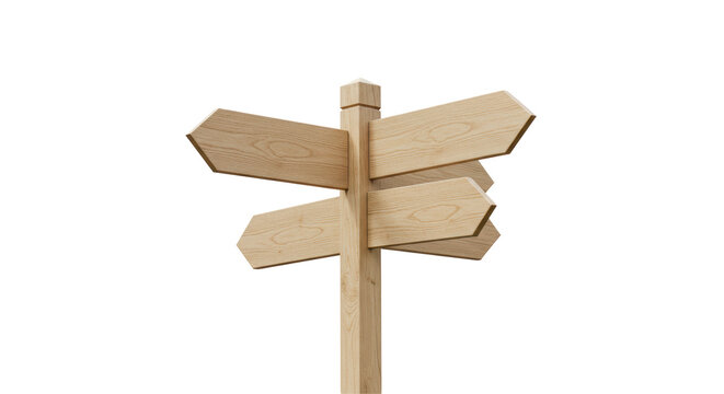 Isolated Wooden Sign Post with Multiple Blank Arrows