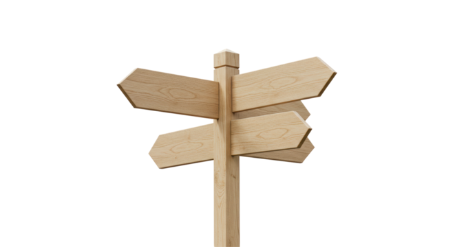 Isolated Wooden Sign Post with Multiple Blank Arrows
