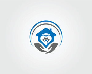 Home house paw with love icon logo template vector illustration.