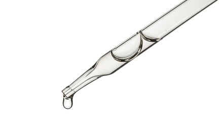 Isolated Clear Glass Dropper with Liquid Drop