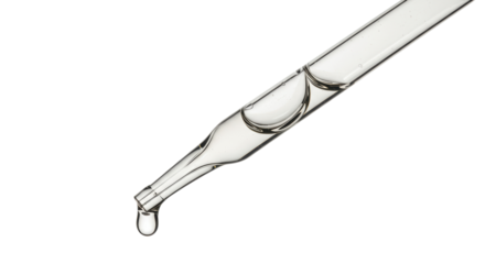 Isolated Clear Glass Dropper with Liquid Drop