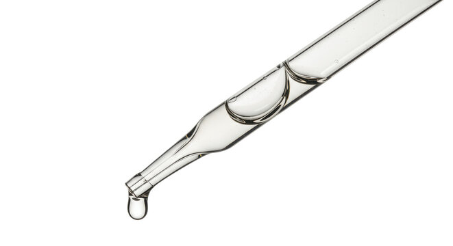 Isolated Clear Glass Dropper with Liquid Drop