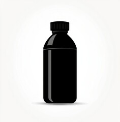 Black plastic bottle illustration on white background