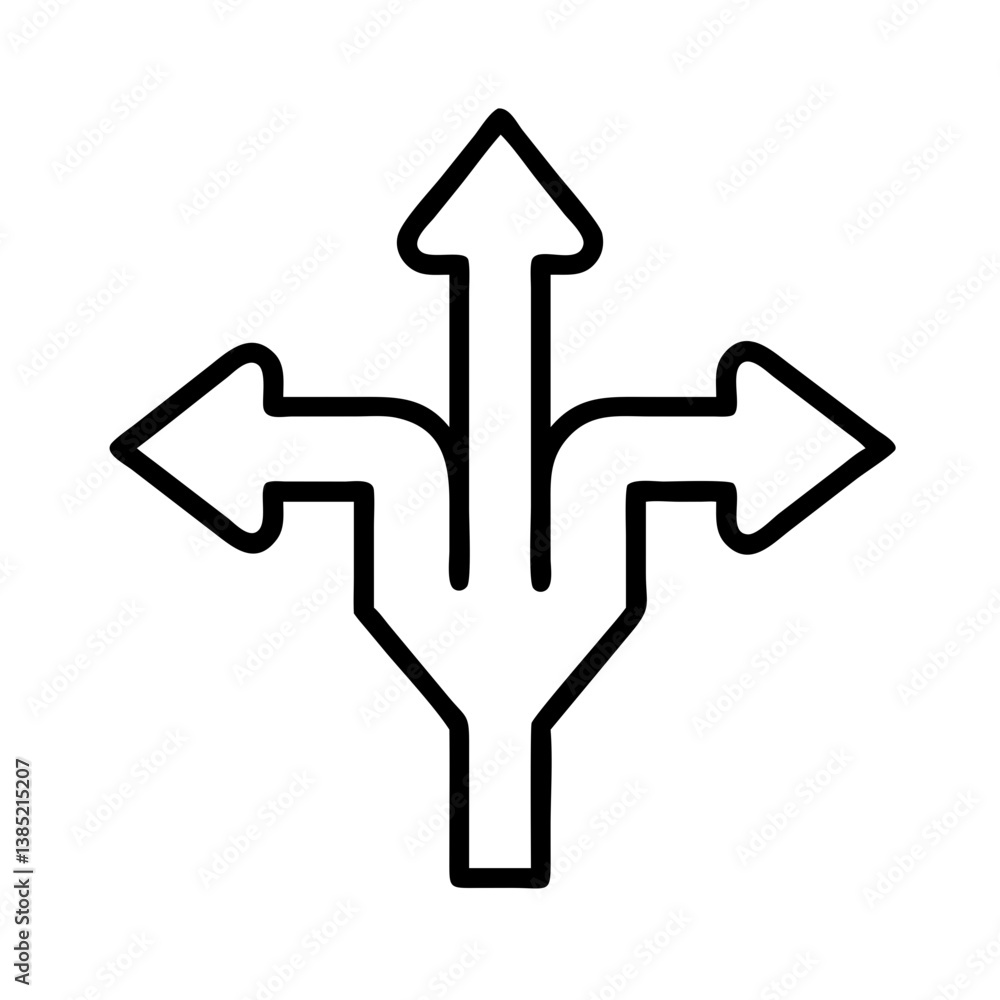 Poster directional arrows icon showing decision making process and multiple path options available design v