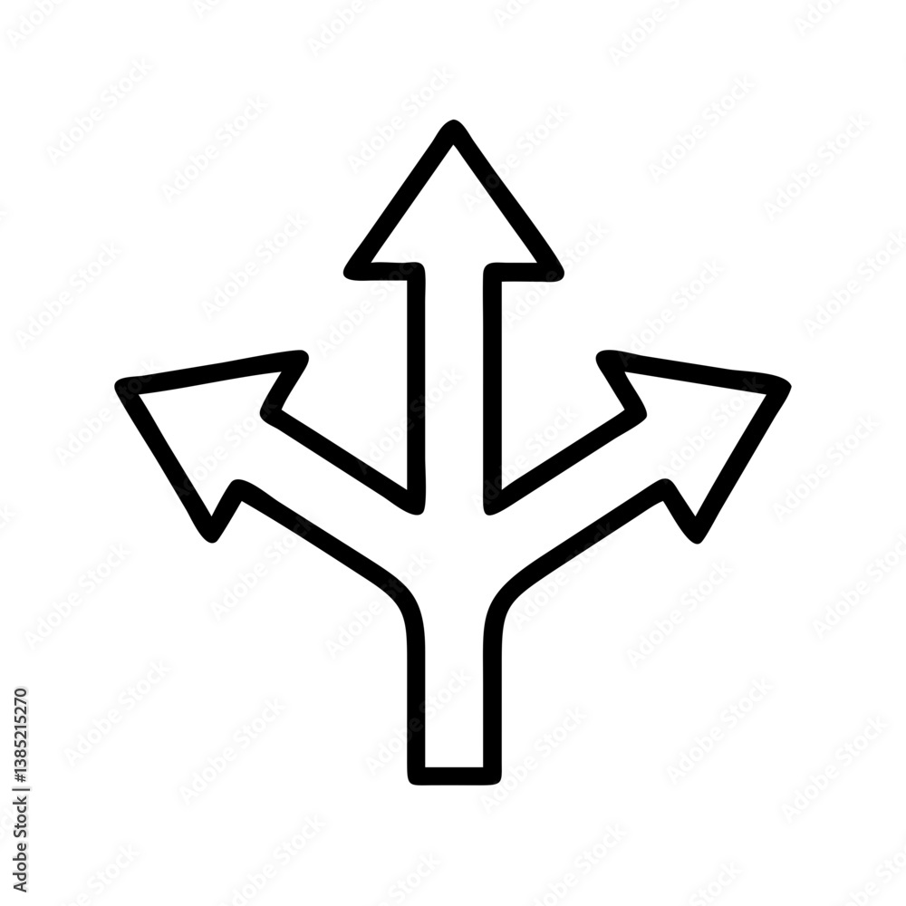 Poster three way direction arrow choice path decision making navigation route options diverging point conce