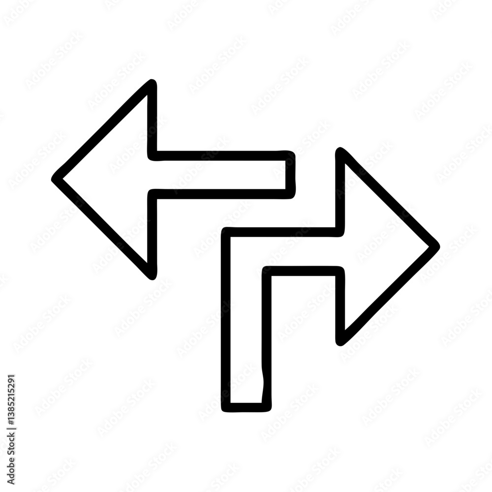 Poster directional arrows left right vector design for navigation and choice concept and path selection dia