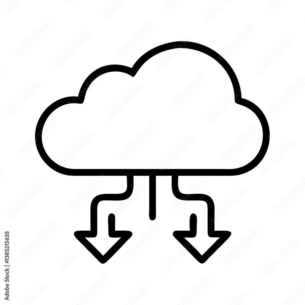 Poster cloud computing data transfer download and upload network storage service vector line icon illustrat