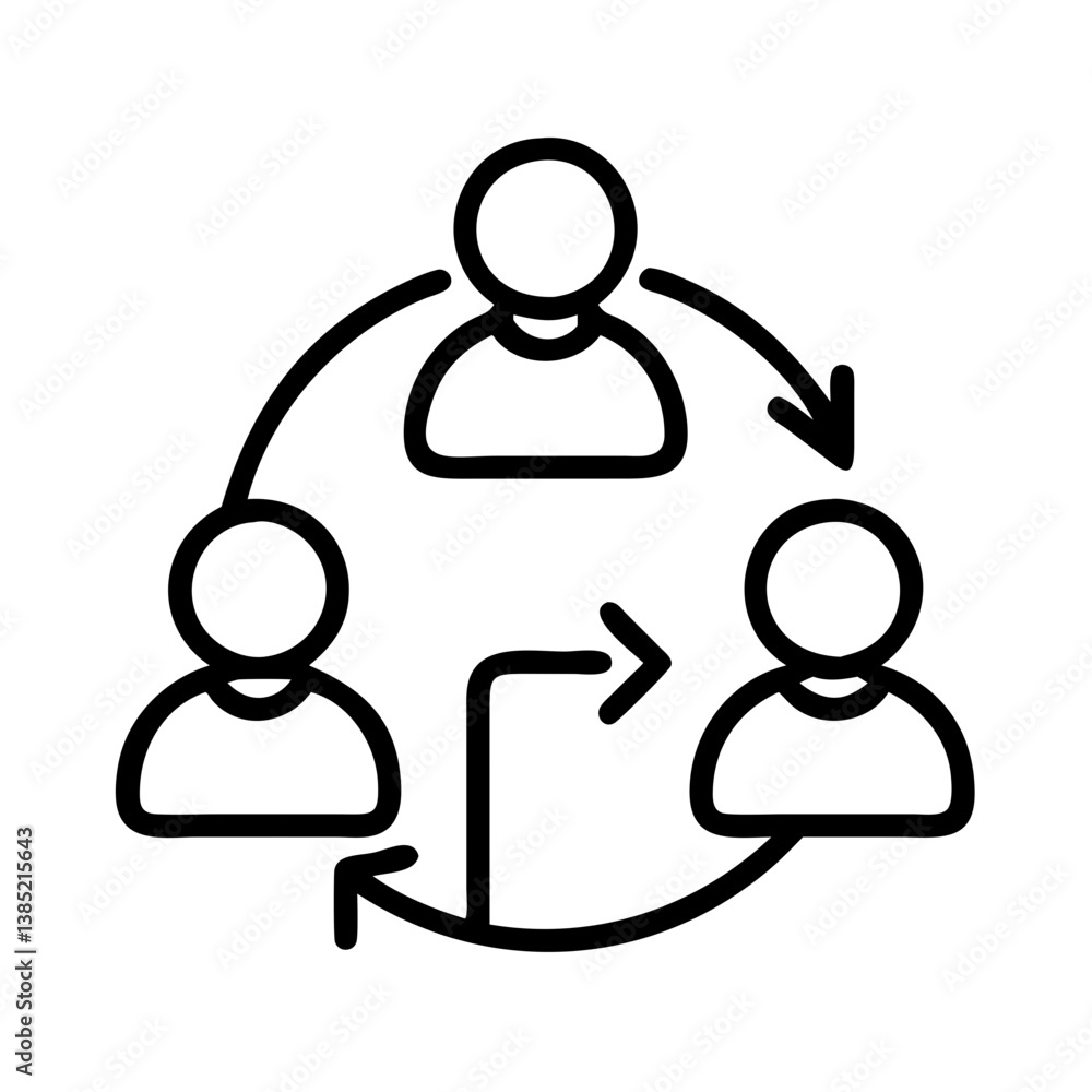 Poster teamwork collaboration cycle diagram vector icon for business process and project management illustr