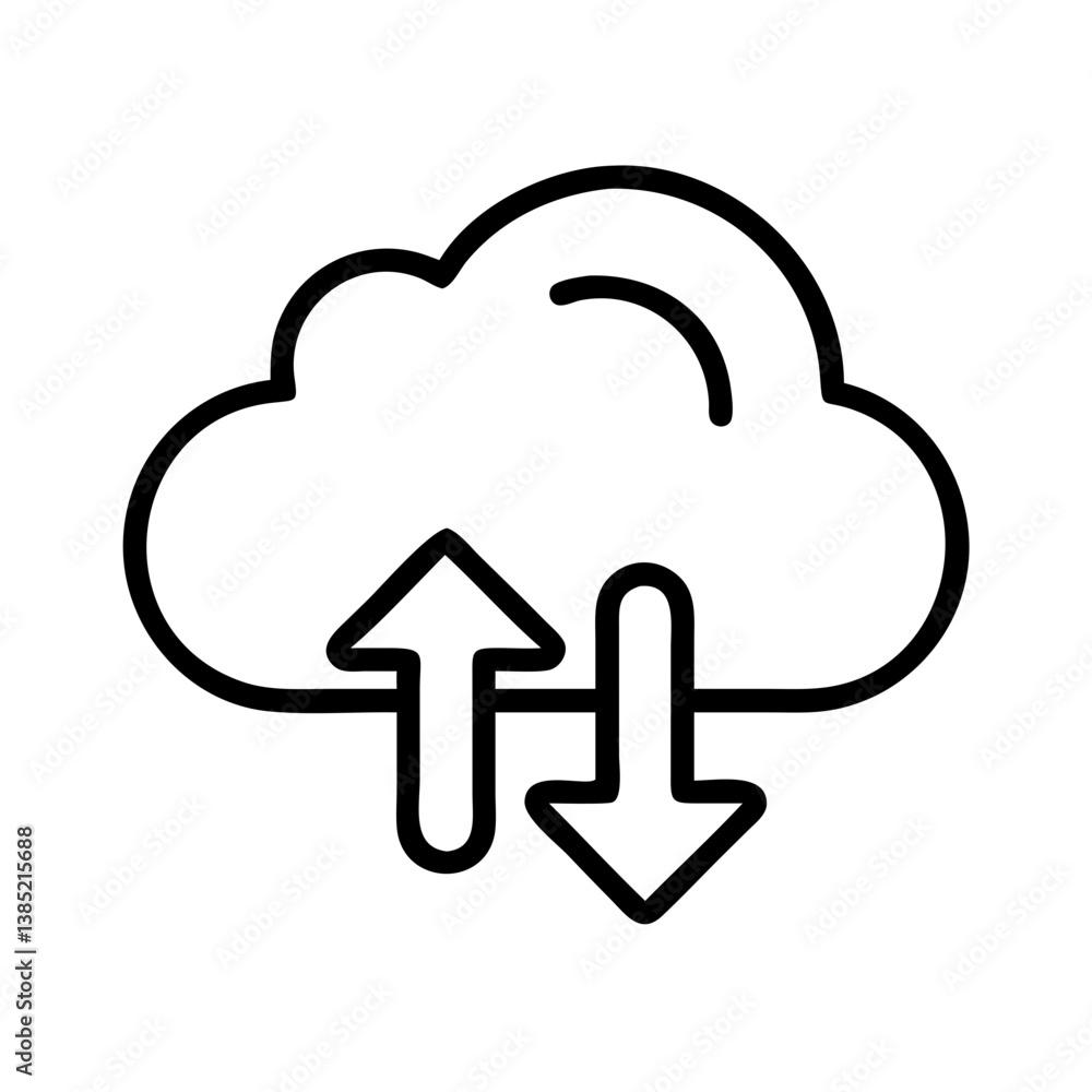 Poster cloud computing upload download vector icon for data transfer and storage solution illustration desi