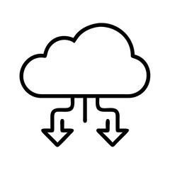Cloud computing data transfer download and upload network storage service vector line icon illustration