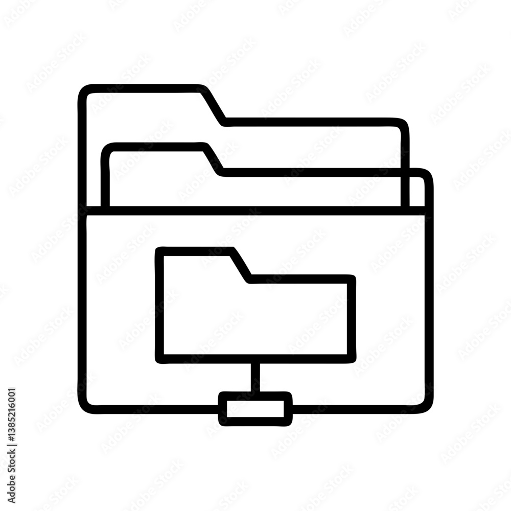 Poster outline document folder icon for data storage and file management system application and web design
