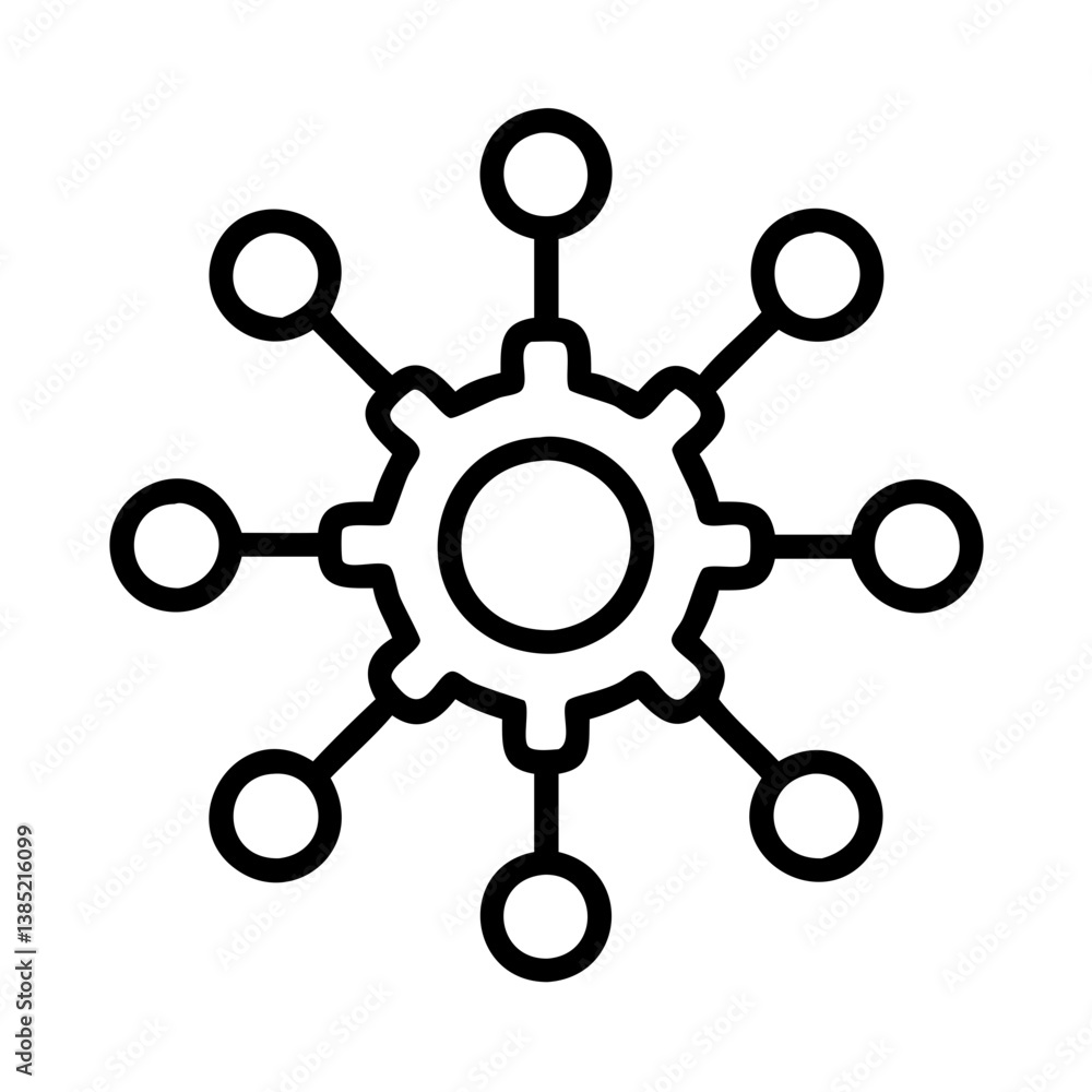 Poster gear connection network icon vector illustration for business process and technology concept design
