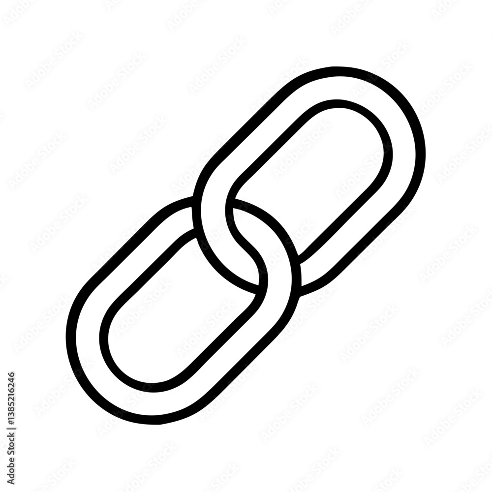 Poster black outline chain link vector icon for connection hyperlink or secure link symbol graphic design