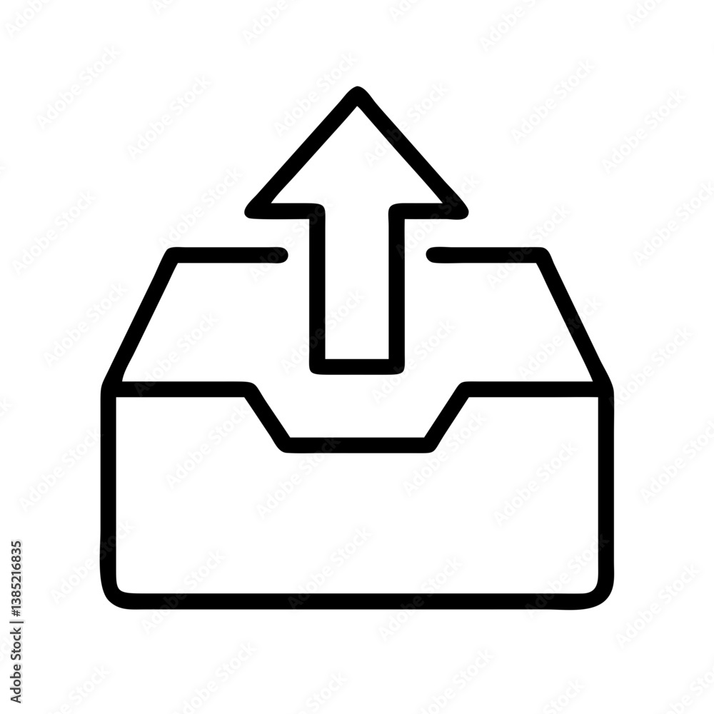 Poster upload icon design for data transfer and file sharing with simple arrow and box illustration vector 