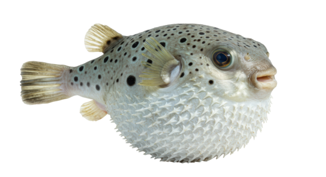 Isolated Spiky Pufferfish with Detailed Skin Texture