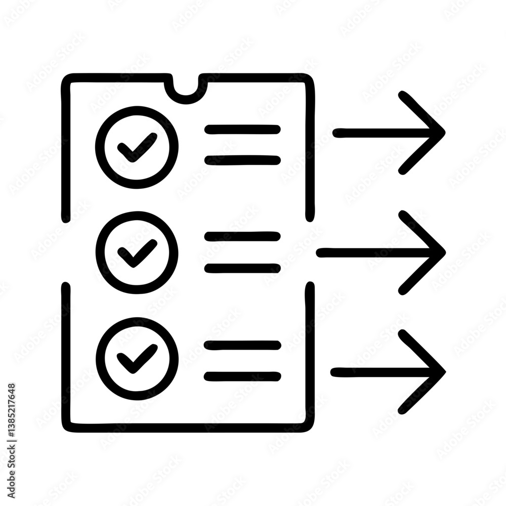 Poster checklist task management with arrows icon for project planning and workflow process diagram concept