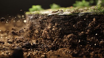Nourishing soil amendment. Repair nutrient-depleted earth. 3d rendering.  