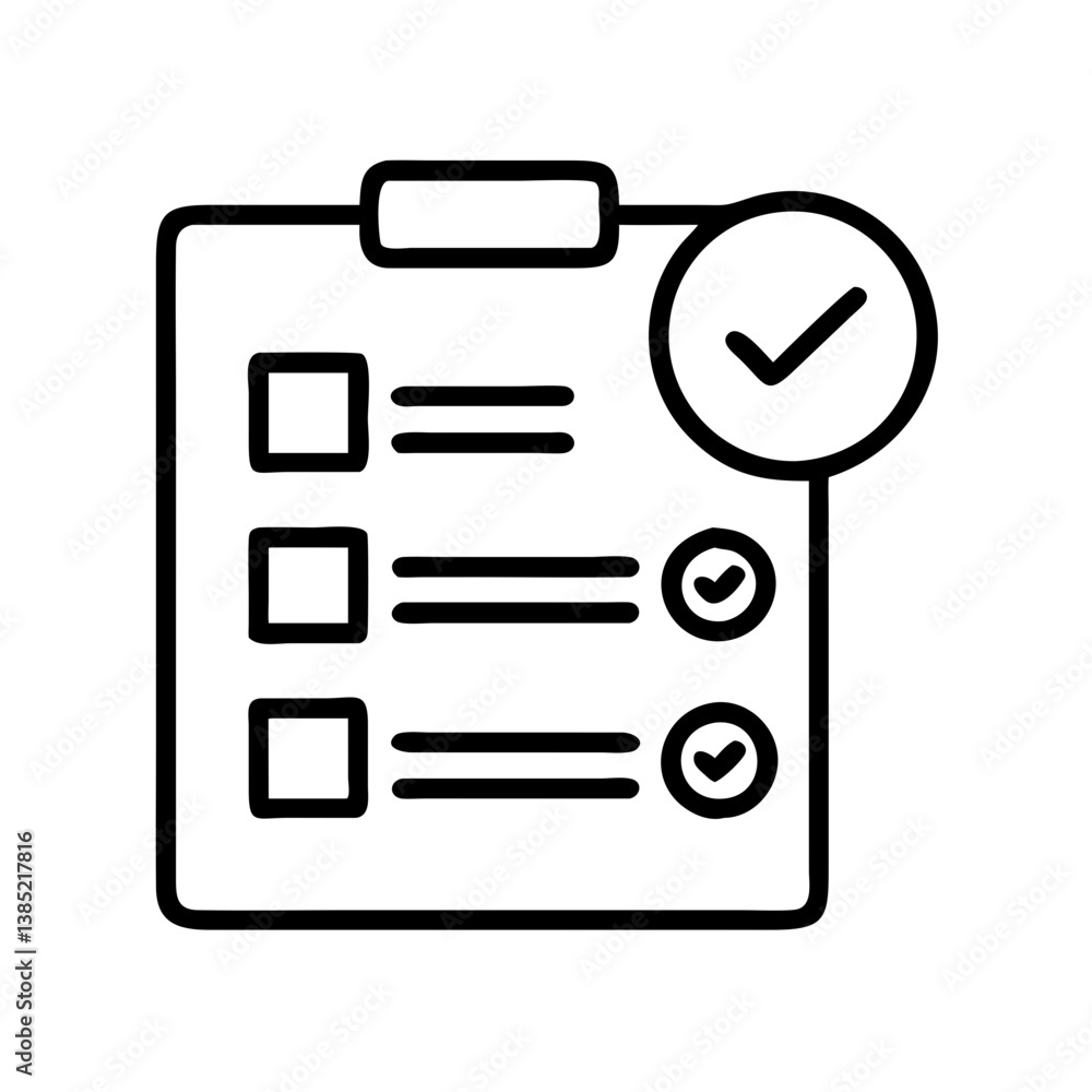 Poster checklist task management vector icon for project planning and to do list for business process outli