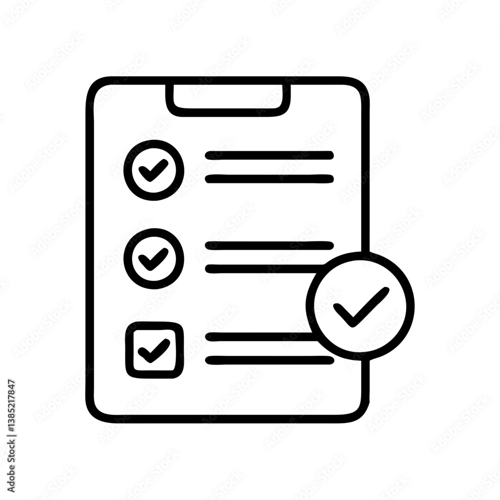 Poster checklist icon vector graphic for task management and project planning with check marks and list ite