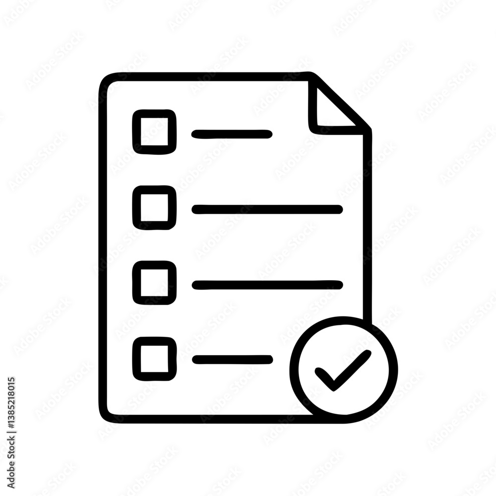Poster checklist document task list with check mark icon for project management and to do list planning