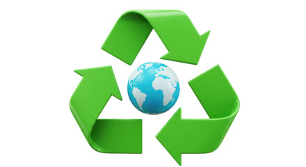 Obraz premium Isolated Green Recycle Symbol with Globe in Center