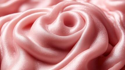 Obraz premium Close-up of Elegant Pink Silk Fabric Swirls, Luxurious Texture, Soft Drape, Delicate Rose-like Formation, Smooth Surface, Gentle Light Reflection