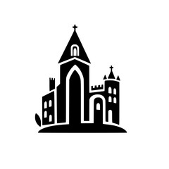 Black and White Church Logo Design: Minimalist Architectural Icon