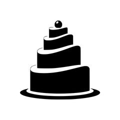 Minimalist Black & White Tiered Cake Icon