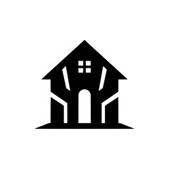 Fototapeta premium Minimalist Geometric House Logo - Modern, Clean, Property Icon