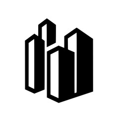 Minimalist Black & White Skyscraper Logo, Architectural Concept
