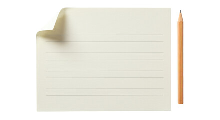 Isolated Blank Lined Note Card with Pencil for Writing Important Message
