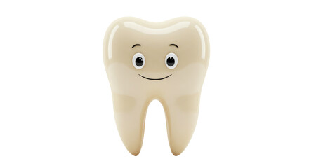 Isolated Smiling Tooth Cartoon Character Promoting Dental Hygiene