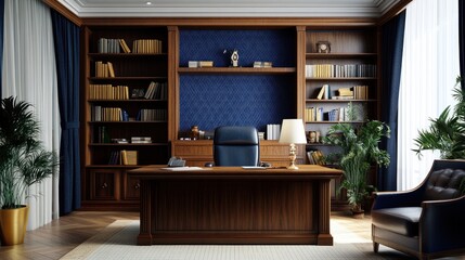 Luxurious Wooden Office Study